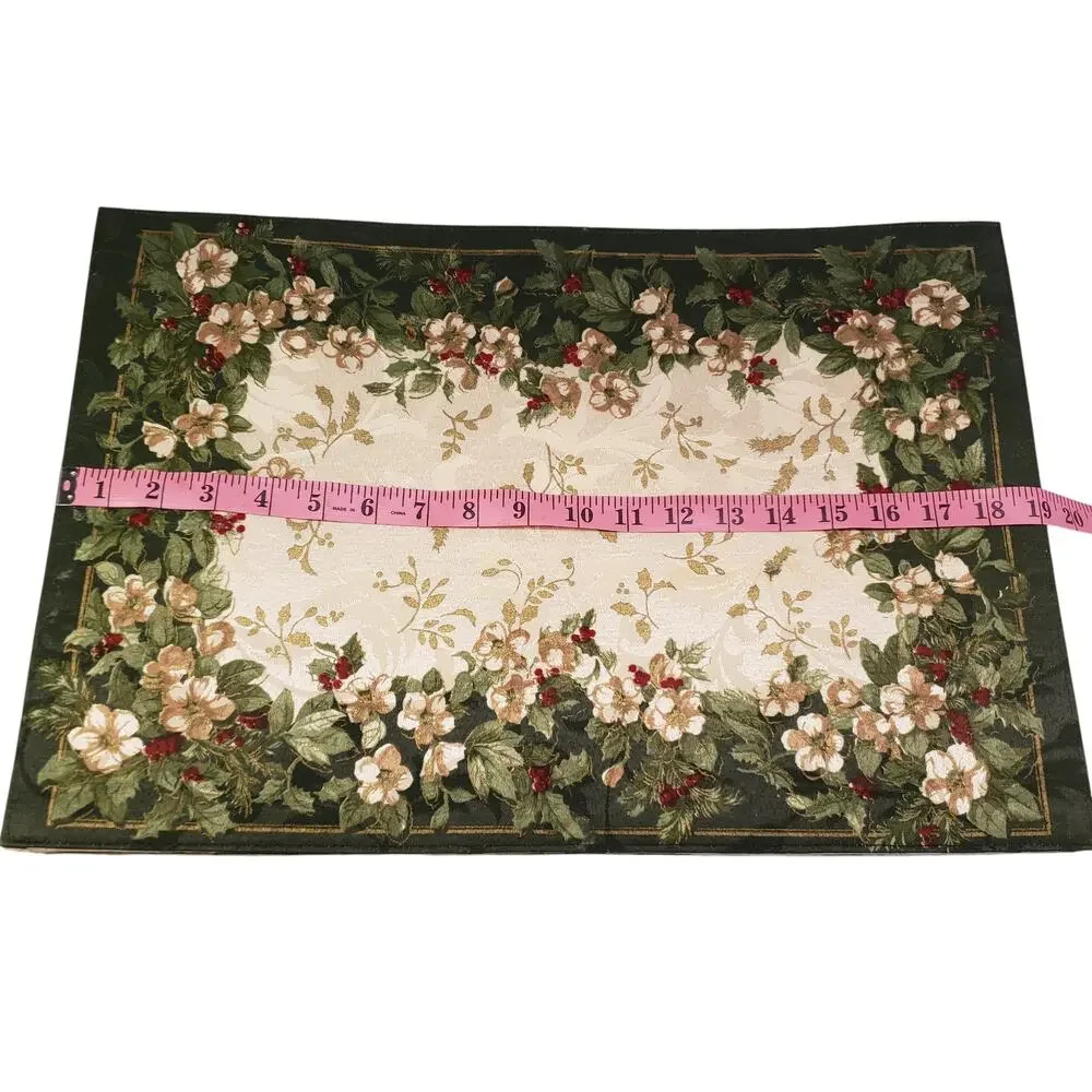 Kemp & Beatley Splendor Fabric Placemats Holiday Floral Design Reversible 6 Pack